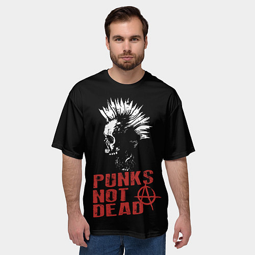 Мужская футболка оверсайз Punks Not Dead / 3D-принт – фото 3