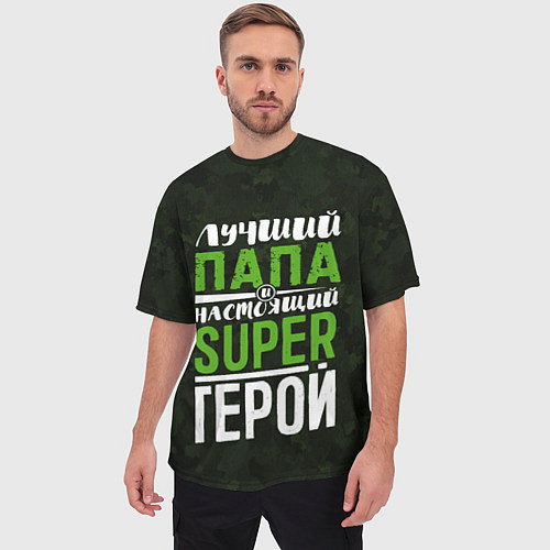 Мужская футболка оверсайз Папа Super Герой / 3D-принт – фото 3