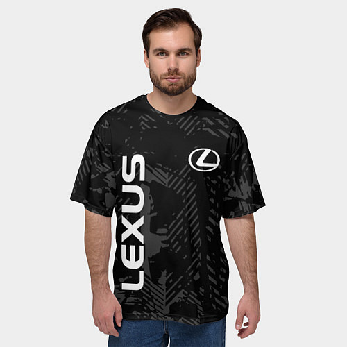 Мужская футболка оверсайз Lexus, Лексус черно серый / 3D-принт – фото 3