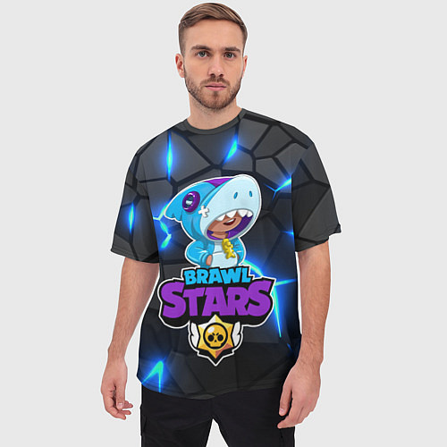 Мужская футболка оверсайз ЛЕОН из БРАВО СТАРС Brawl Stars / 3D-принт – фото 3