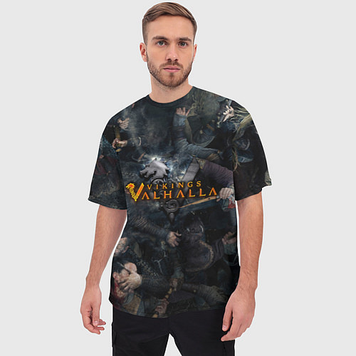 Мужская футболка оверсайз В пылу битвы: Викинги: Вальхалла / 3D-принт – фото 3