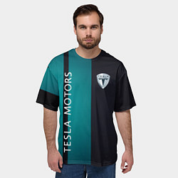 Футболка оверсайз мужская Tesla - Motors auto, цвет: 3D-принт — фото 2