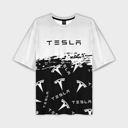 Футболка оверсайз мужская Tesla - Black & White, цвет: 3D-принт