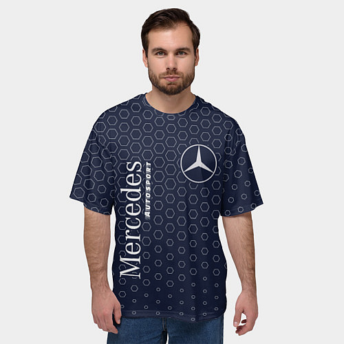 Мужская футболка оверсайз МЕРСЕДЕС Autosport Графика / 3D-принт – фото 3