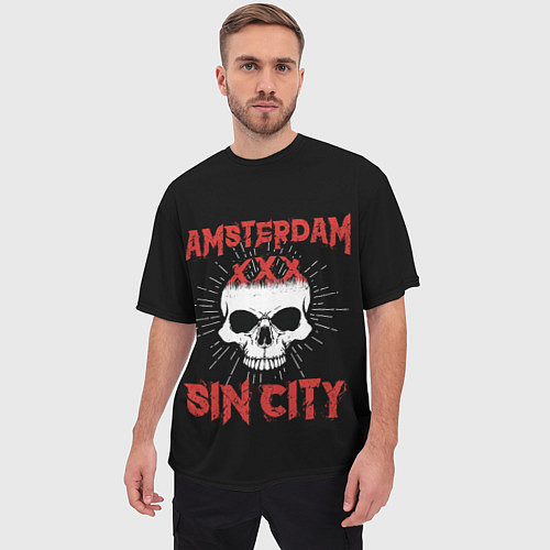 Мужская футболка оверсайз AMSTERDAM Амстердам / 3D-принт – фото 3