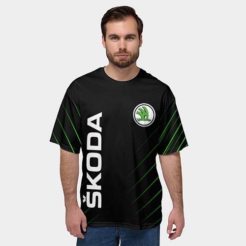 Мужская футболка оверсайз Skoda Шкода Полосы / 3D-принт – фото 3