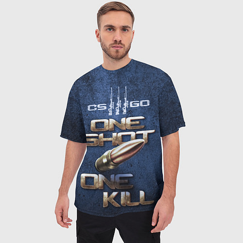 Мужская футболка оверсайз One Shot One Kill CS GO / 3D-принт – фото 3