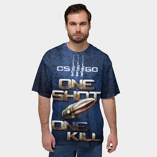 Мужская футболка оверсайз One Shot One Kill CS GO / 3D-принт – фото 3