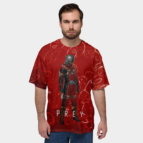 Мужская футболка оверсайз Prey blood horror / 3D-принт – фото 3