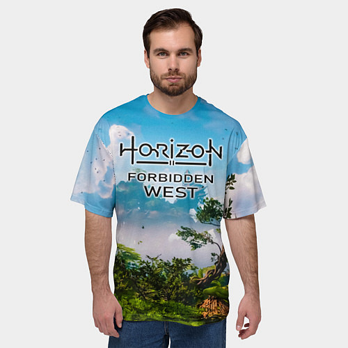 Мужская футболка оверсайз Horizon Forbidden West Хоризон Запретный Запад / 3D-принт – фото 3