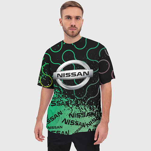 Мужская футболка оверсайз NISSAN Супер класса / 3D-принт – фото 3