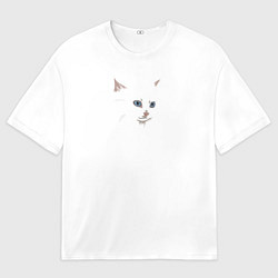 Футболка оверсайз мужская Белый незаметный кот, цвет: 3D-принт
