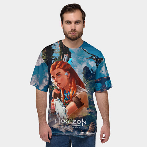Мужская футболка оверсайз Aloy Horizon / 3D-принт – фото 3