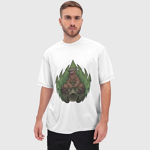 Мужская футболка оверсайз Медведь танкист / 3D-принт – фото 3