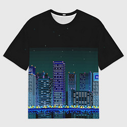 Футболка оверсайз мужская Пиксельный ретро город, цвет: 3D-принт