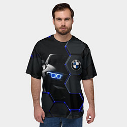 Футболка оверсайз мужская BMW НЕОН СОТЫ, цвет: 3D-принт — фото 2