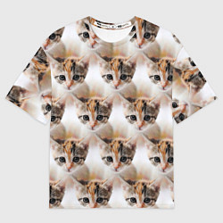 Мужская футболка оверсайз Маленький котенок паттерн