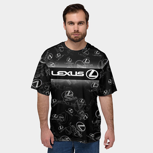Мужская футболка оверсайз LEXUS SPORT PATTERN / 3D-принт – фото 3