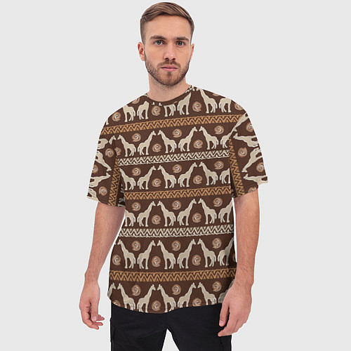 Мужская футболка оверсайз Жирафы Африка паттерн / 3D-принт – фото 3