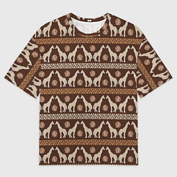 Мужская футболка оверсайз Жирафы Африка паттерн