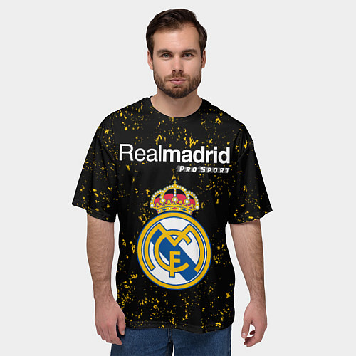 Мужская футболка оверсайз РЕАЛ МАДРИД Pro Sport Потертости / 3D-принт – фото 3