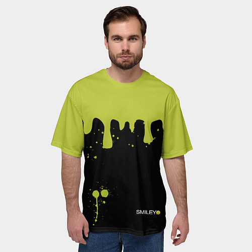 Мужская футболка оверсайз Smiley Смайл Брызги / 3D-принт – фото 3