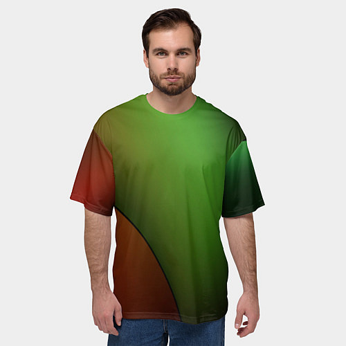 Мужская футболка оверсайз 3х-цветная спираль / 3D-принт – фото 3