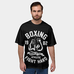 Футболка оверсайз мужская БОКС, БОКСЕРСКИЕ ПЕРЧАТКИ BOXING, цвет: 3D-принт — фото 2