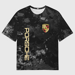 Футболка оверсайз мужская Порше Porsche серый фон, цвет: 3D-принт