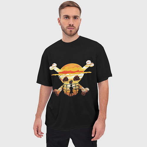Мужская футболка оверсайз One Piece череп / 3D-принт – фото 3