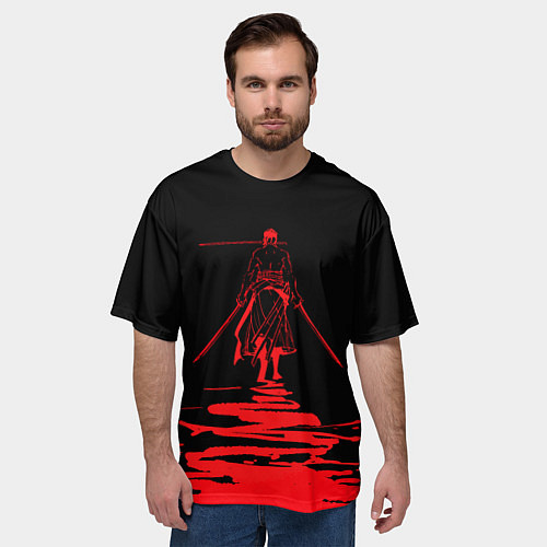 Мужская футболка оверсайз One Piece Красный след / 3D-принт – фото 3