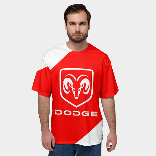Мужская футболка оверсайз Dodge sport / 3D-принт – фото 3
