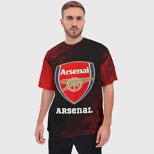 Мужская футболка оверсайз АРСЕНАЛ Arsenal Разводы / 3D-принт – фото 3