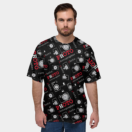 Мужская футболка оверсайз Photographer Фотограф / 3D-принт – фото 3