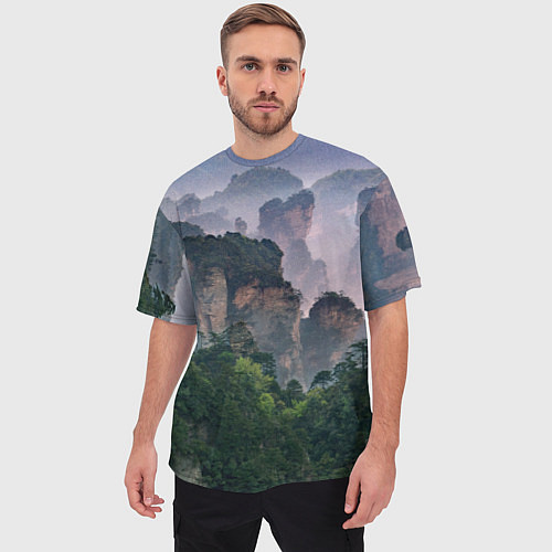 Мужская футболка оверсайз Горы лес каньон / 3D-принт – фото 3