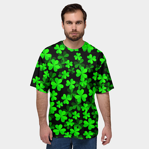 Мужская футболка оверсайз Сlovers Fresh 3D Клевер / 3D-принт – фото 3