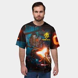 Футболка оверсайз мужская Cyberpunk 2077 Night city, цвет: 3D-принт — фото 2