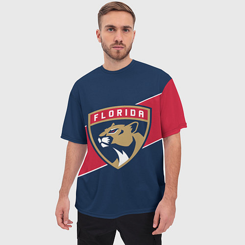 Мужская футболка оверсайз Florida Panthers , Флорида Пантерз / 3D-принт – фото 3