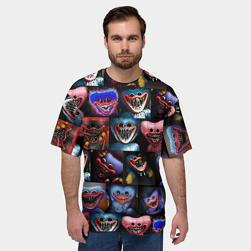 Мужская футболка оверсайз POPPY PLAYTIME - РАЗНЫЙ ХАГГИ ВАГГИ / 3D-принт – фото 3