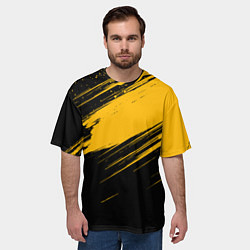 Футболка оверсайз мужская Black and yellow grunge, цвет: 3D-принт — фото 2