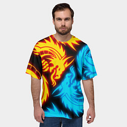 Футболка оверсайз мужская НЕОНОВЫЕ ДРАКОНЫ NEON DRAGONS, цвет: 3D-принт — фото 2