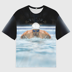 Футболка оверсайз мужская Плавание Пловец, цвет: 3D-принт