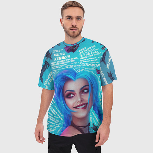 Мужская футболка оверсайз БЕЗУМНАЯ ДЖИНКС CRAZY JINX / 3D-принт – фото 3
