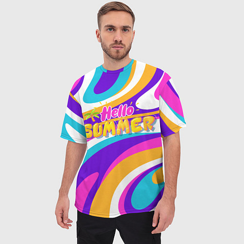 Мужская футболка оверсайз Привет Лето 3d Hello Summer / 3D-принт – фото 3