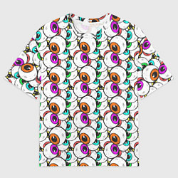 Мужская футболка оверсайз Глаза разноцветные