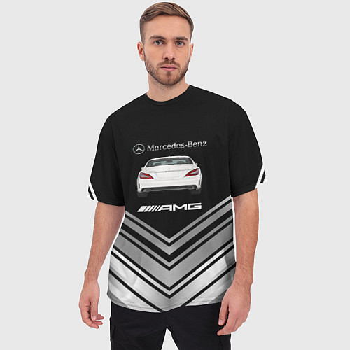 Мужская футболка оверсайз MercedesAMG gt / 3D-принт – фото 3