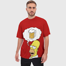 Футболка оверсайз мужская Гомер думает о пиве Симпсоны Simpsons, цвет: 3D-принт — фото 2