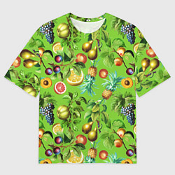 Футболка оверсайз мужская Сочные фрукты паттерн, цвет: 3D-принт