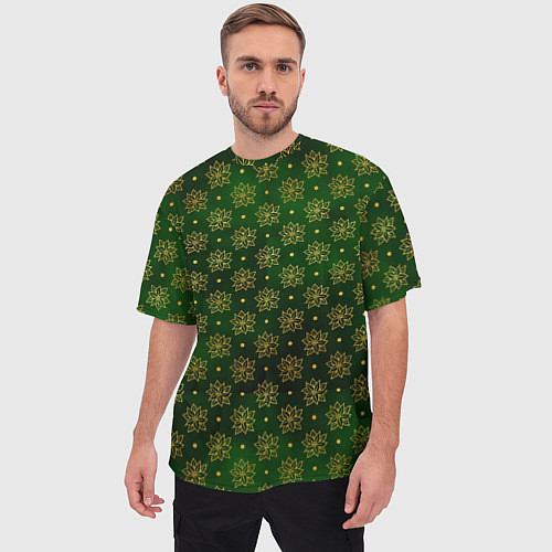 Мужская футболка оверсайз Gold & Green / 3D-принт – фото 3