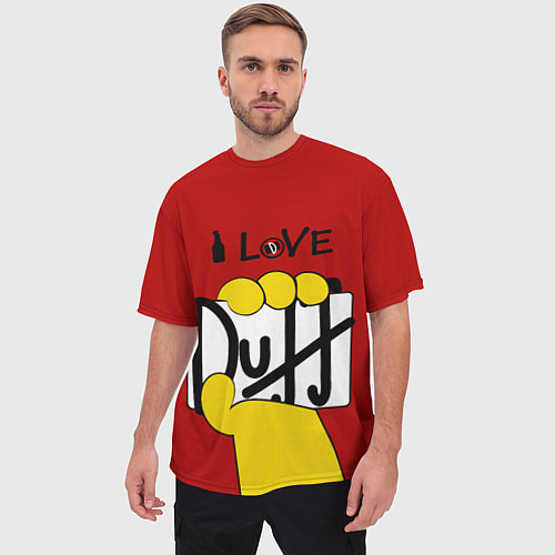 Мужская футболка оверсайз I LOVE DUFF Симпсоны, Simpsons / 3D-принт – фото 3